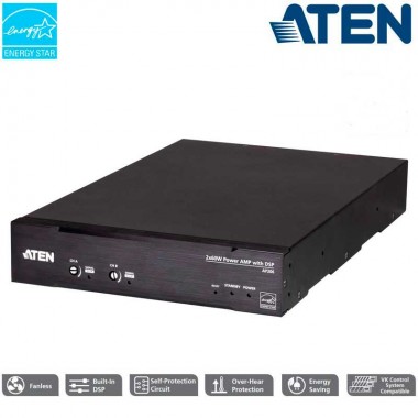 Aten AP206 - Amplificador de potencia de 2 x 60 W con DSP