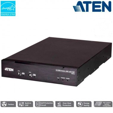 Aten AP212 - Amplificador de potencia de 2 x 120 W con DSP