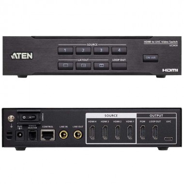 Aten UC3430 - Conmutador de vídeo HDMI a USB de 4 entradas CAMLIVE™ PRO 4K