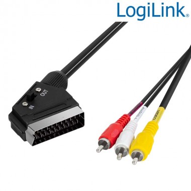 Logilink CA1029 - 2m Cable Euroconector (IN/OUT) a 3 RCA Macho