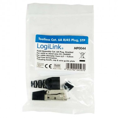 Logilink MP0044 - Conector RJ45 STP Cat.6A 10 GbE Macho, Sin Herramientas