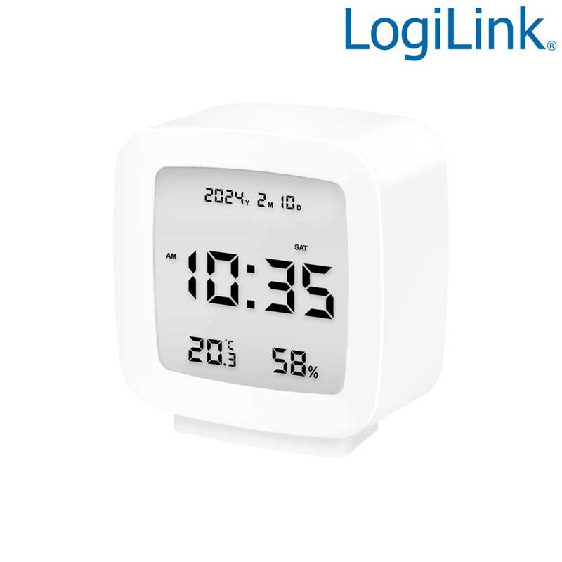 Logilink SC0120  Reloj Despertador Digital, Temperatura, Humedad, función de repetición, Blanco