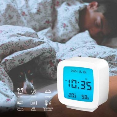 Logilink SC0120  Reloj Despertador Digital, Temperatura, Humedad, función de repetición, Blanco