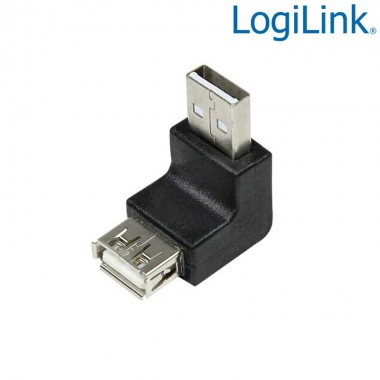 Logilink  AU0025 - Adaptador USB 2.0 A Macho-Hembra Acodado 90º | Marlex Conexion