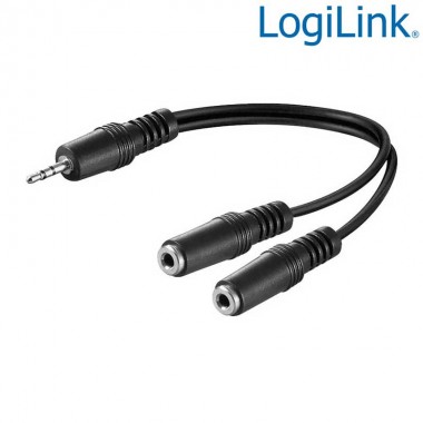 Logilink CA1046 - 20cm Cable Adapt. audio 1M a 2H Jack 3,5 Stereo | Marlex Conexion