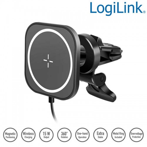 Logilink PA0329 - Soporte magnético de coche para smartphone con función de carga