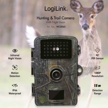 Logilink WC0065 - Cámara con visión nocturna, disparador de calor y movimiento, IP66