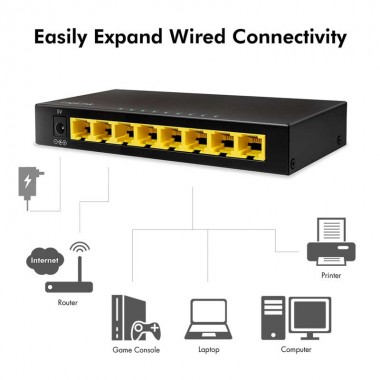 Logilink NS0117 - Switch Gigabit de 8 puertos 10/100/1000 Sobremesa Metalico Negro