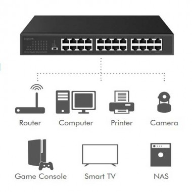 Logilink NS1324 - Switch Gigabit de 24 puertos 10/100/1000 Metalico Negro