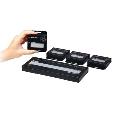 Aten VS1824KIT - Video Splitter HDMI Cat 6 4K de 4 puertos con kit de 4 receptores