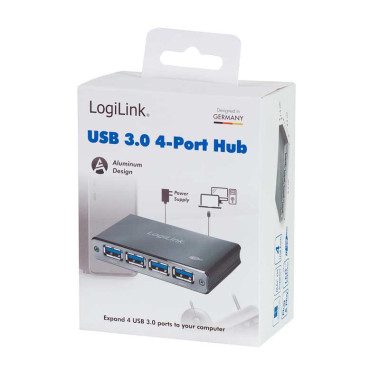 Logilink UA0282 - Hub USB 3.0 de 4 Puertos, Carcasa de Aluminio