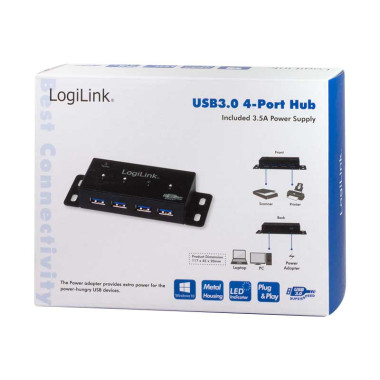 Logilink UA0149 - Hub USB 3.0 de 4 Puertos, Metálico | Marlex Conexion