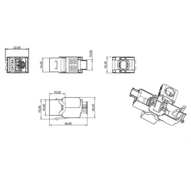 Logilink NK4004 - Conector Hembra RJ45 UTP Cat.6A Keystone 180º, Slim