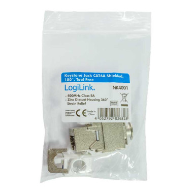 Logilink NK4001 - Conector Hembra RJ45 STP Cat.6A Keystone 180º | Marlex Conexion