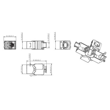 Logilink NK4003 - Conector Hembra RJ45 STP Cat.6A Keystone 180º, Slim | Marlex Conexion