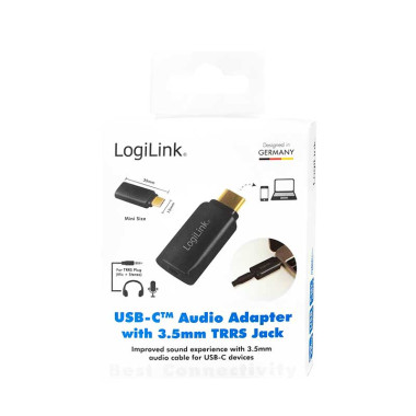 Logilink UA0356 - Adaptador de Audio USB C Macho a 3,5 mm Hembra, negro