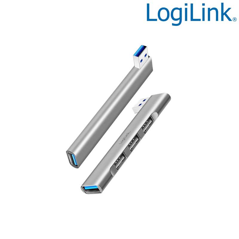 Logilink UA0436 - Hub USB 3.0 Tipo A Ultra slim de 3 USB 2.0 Tipo A y 1 USB 3.0 tipo A, Aluminio, Gris