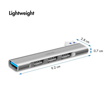 Logilink UA0436 - Hub USB 3.0 Tipo A Ultra slim de 3 USB 2.0 Tipo A y 1 USB 3.0 tipo A, Aluminio, Gris