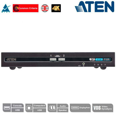 Aten CS1182DP4 - KVM de 2 puertos USB DisplayPort 4K, "secure v4.0"