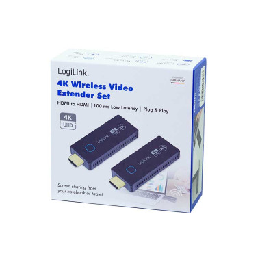 Logilink HDW0102 - Kit de transmisión HDMI, compacto, inalámbrico, 30 m, 4K a 60 Hz