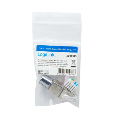 Logilink MP0080 - Conector RJ45 SFP Cat.8.1 Macho para cable Rigido '' toolless'' AWG 22-24