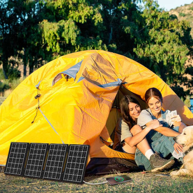 Logilink PA0340 - Panel solar plegable cargador USB,1 x USB-A,1 x USB-C, 15 W, negro