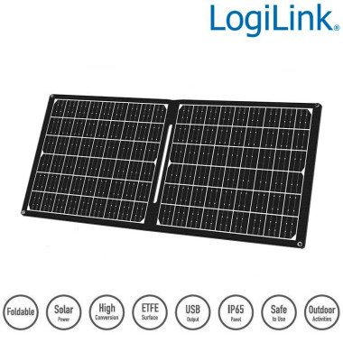 Logilink PA0341 - Panel solar plegable cargador USB, A, C y DC5521, 30 W, negro
