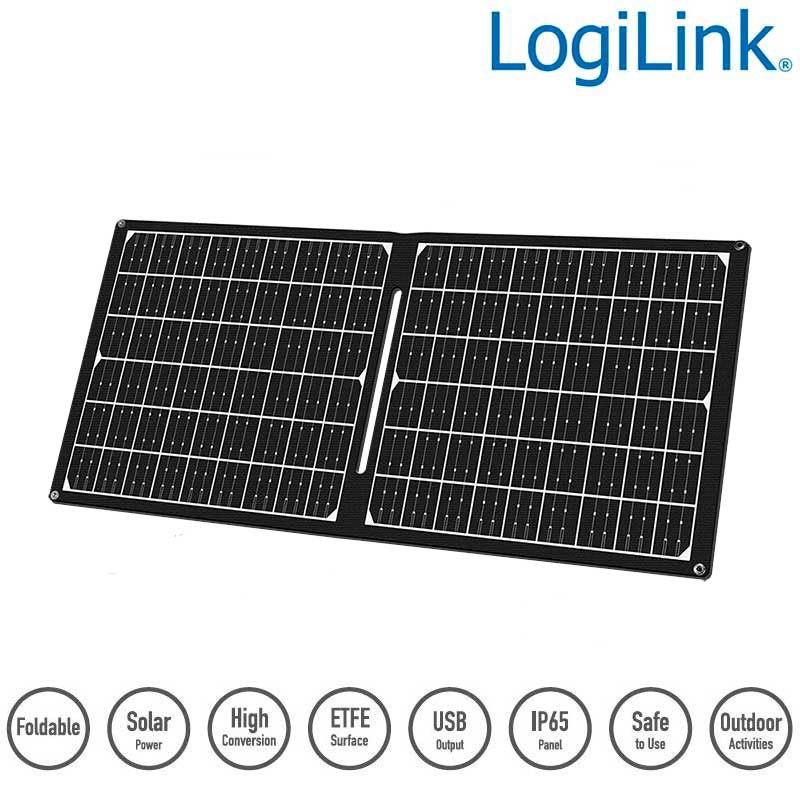 Logilink PA0341 - Panel solar plegable cargador USB, A, C y DC5521, 30 W, negro