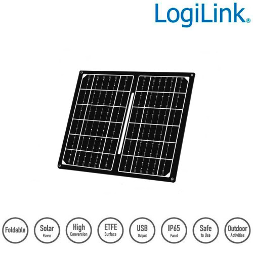 Logilink PA0339 - Panel solar plegable cargador USB, 1x USB-A, 7 W, IP65, negro