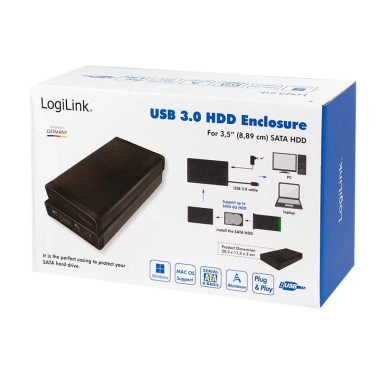 Logilink UA0284 - Caja Externa 3,5" Aluminio. Hdd Sata - USB 3.0, Negra