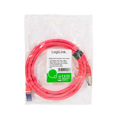 Logilink C6A054S - 2m Latiguillo UtraFlex RJ45 Cat.6A S/FTP COBRE Rojo, Certificado