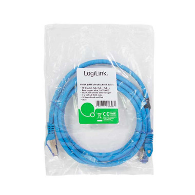 Logilink C6A016S - 0,25m Latiguillo UtraFlex RJ45 Cat.6A S/FTP COBRE Azul, Certificado