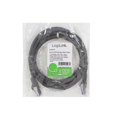 Logilink C6A053S - 2m Latiguillo UtraFlex RJ45 Cat.6A S/FTP COBRE Negro, Certificado