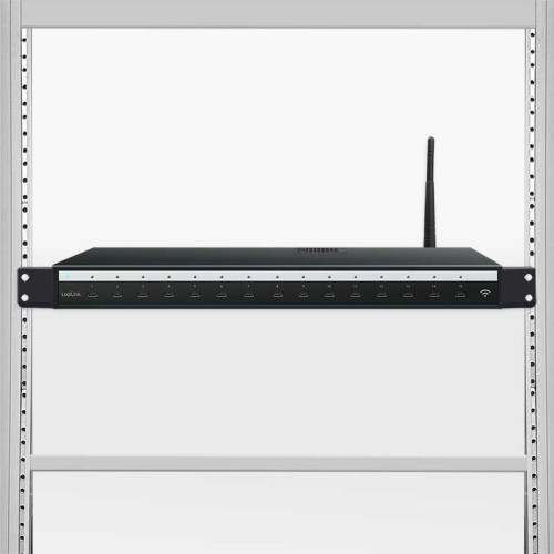 Logilink SCS0112 - Cargador múltiple USB-C (IPSS), 15 puertos, PD, inteligente, negro