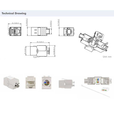 Logilink NK4067 - Conector Hembra RJ45 STP Cat.8.1 Keystone , Sin Herramientas