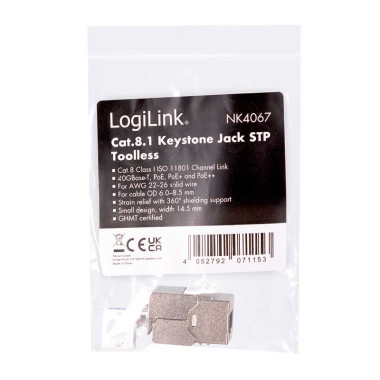 Logilink NK4067 - Conector Hembra RJ45 STP Cat.8.1 Keystone , Sin Herramientas