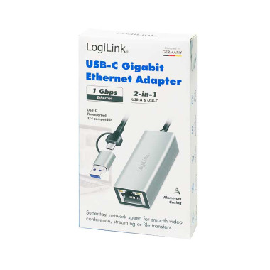 Logilink UA0238B - Cable Adaptador USB 3.1 Tipo A y C a Ethernet Gigabit