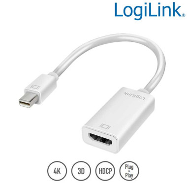 Logilink CV0036B - Cable Conversor Mini DisplayPort Macho-HDMI Hembra, 4K/30Hz