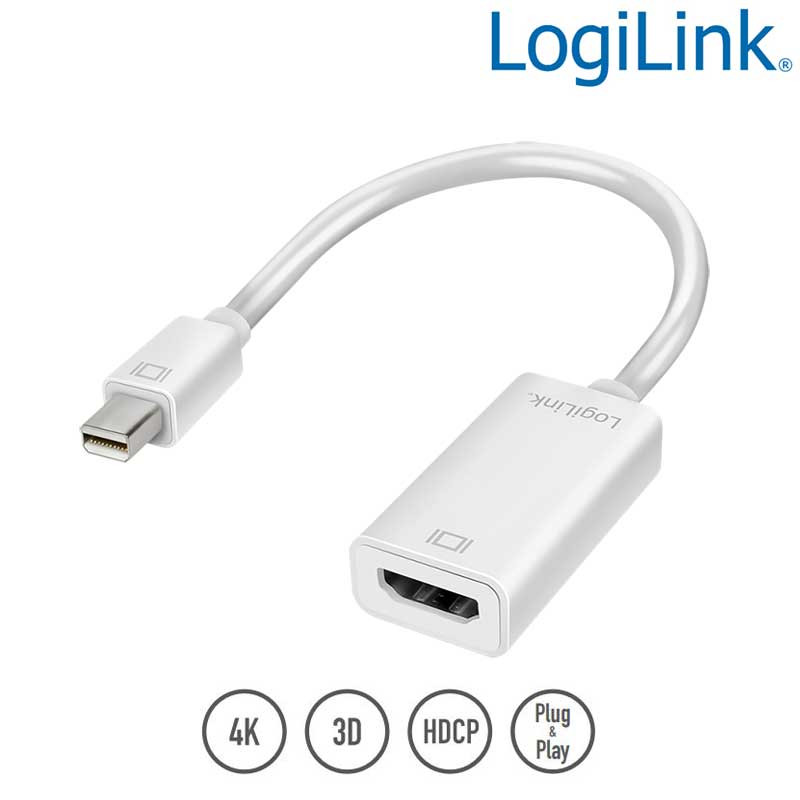 Logilink CV0036B - Cable Conversor Mini DisplayPort Macho-HDMI Hembra, 4K/30Hz