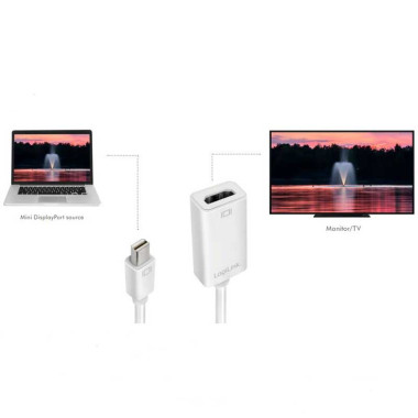 Logilink CV0036B - Cable Conversor Mini DisplayPort Macho-HDMI Hembra, 4K/30Hz