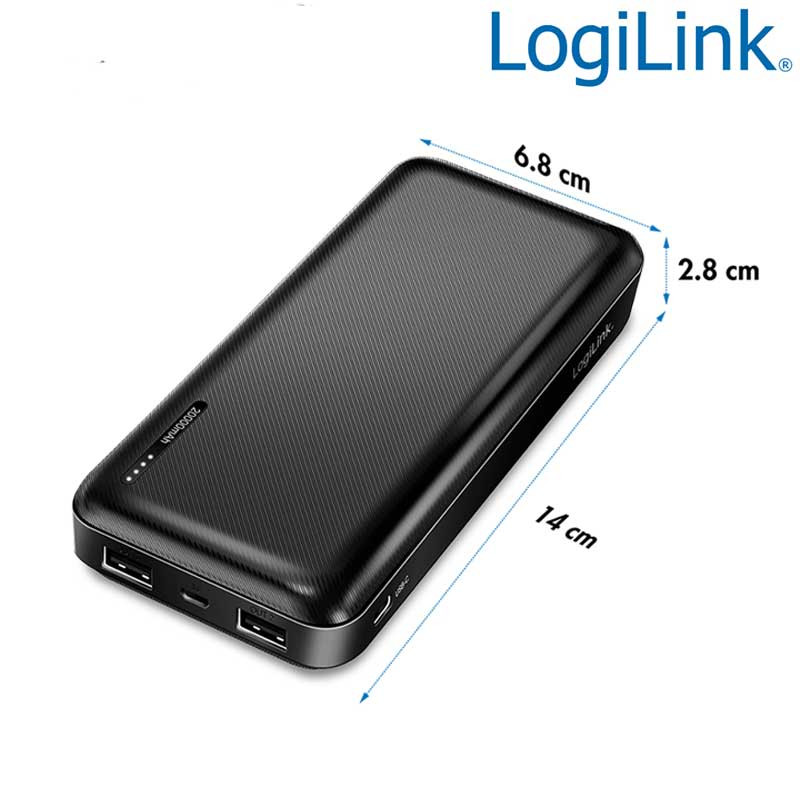 Logilink PA0323 - Power bank 20000 mAh, 2x USB-A, 1x USB-C Negro Logilink PA0323 - Power bank 20000 mAh, 2x USB-A, 1x USB-C Negro