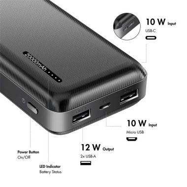 Logilink PA0323 - Power bank 20000 mAh, 2x USB-A, 1x USB-C Negro