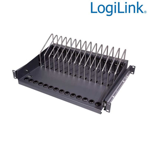 Logilink SF100B - Bandeja Telescópica  de 19'' negra para portátiles, tabletas y smartphones