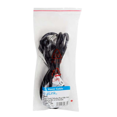 Logilink CP090 - 1,8m Cable de Alimentación CPU-RED Negro | Marlex Conexion