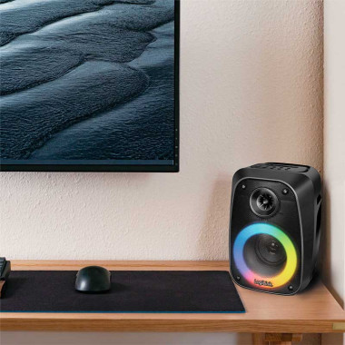 Logilink SP0065 - Altavoz móvil Bluetooth  con luz  y equalizador, TWS, 10 W, negro
