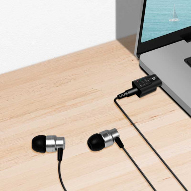Logilink UA0424 - Adaptador de audio DAC USB-C con ecualizador, USB-C/M a 3,5 mm/H, negro