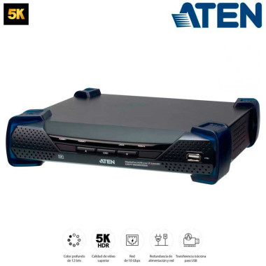 Aten KX9970R - Receptor KVM USB-DisplayPort 5K con transferencia isócrona USB sobre LAN