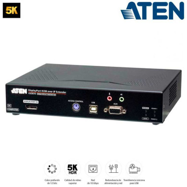 Aten KX9970T - Transmisor KVM USB-DisplayPort 5K con transferencia isócrona USB sobre LAN