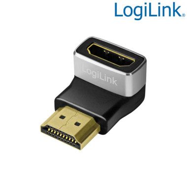 Logilink AH0005A - Adaptador HDMI  2.1 8K/60Hz tipo A (19p) Macho-Hembra en Ángulo de 90º