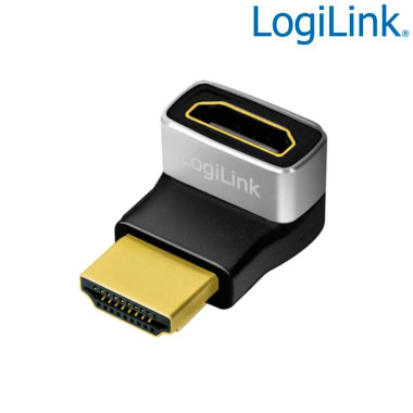 Logilink AH0007A - Adaptador HDMI 2.1 8K/60Hz tipo A (19p) Macho-Hembra en Ángulo de 270º